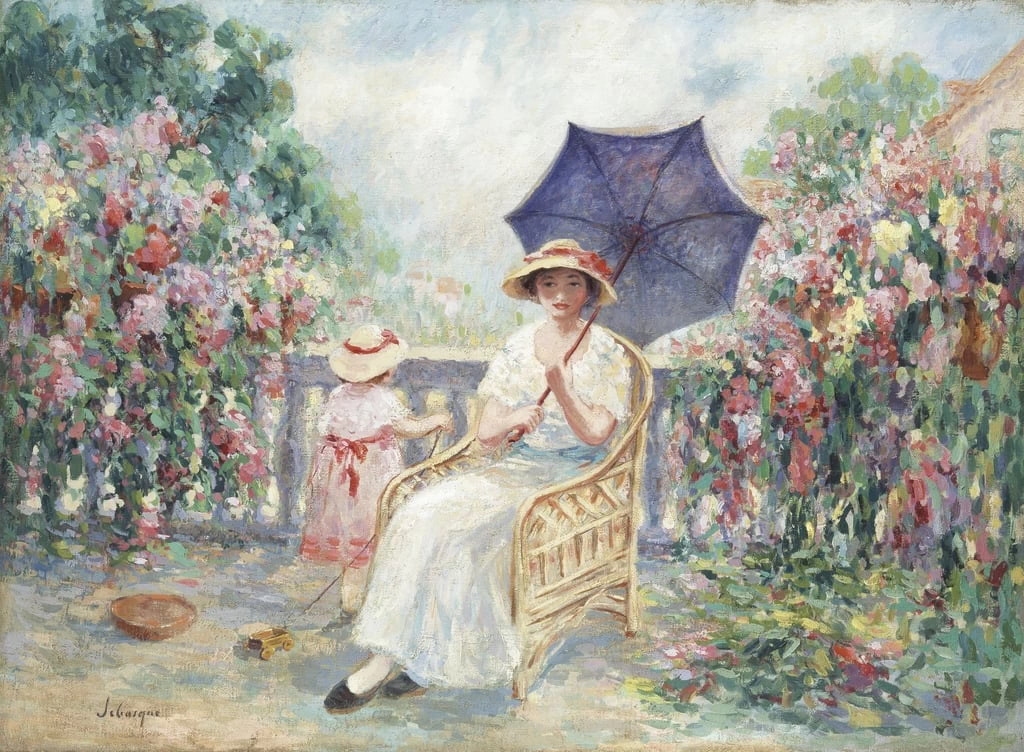 Signora e bambina in terrazza